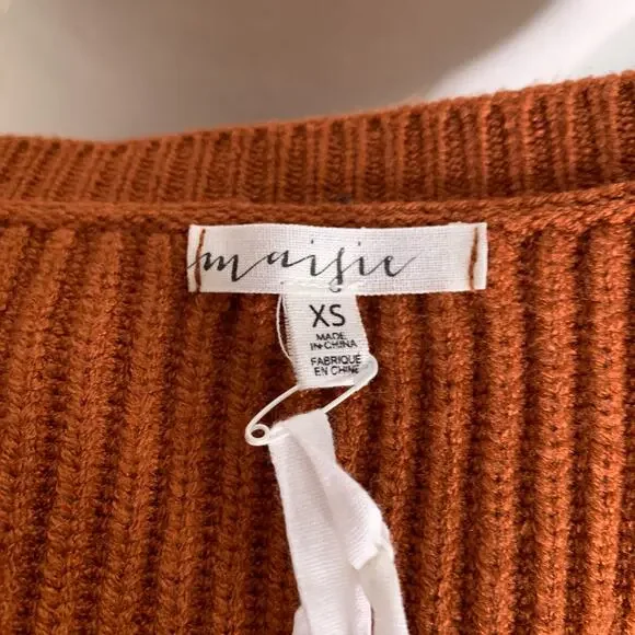 Maisie Peter Bishop Sleeve Sweater Rust Brown XS - Picture 6 of 11